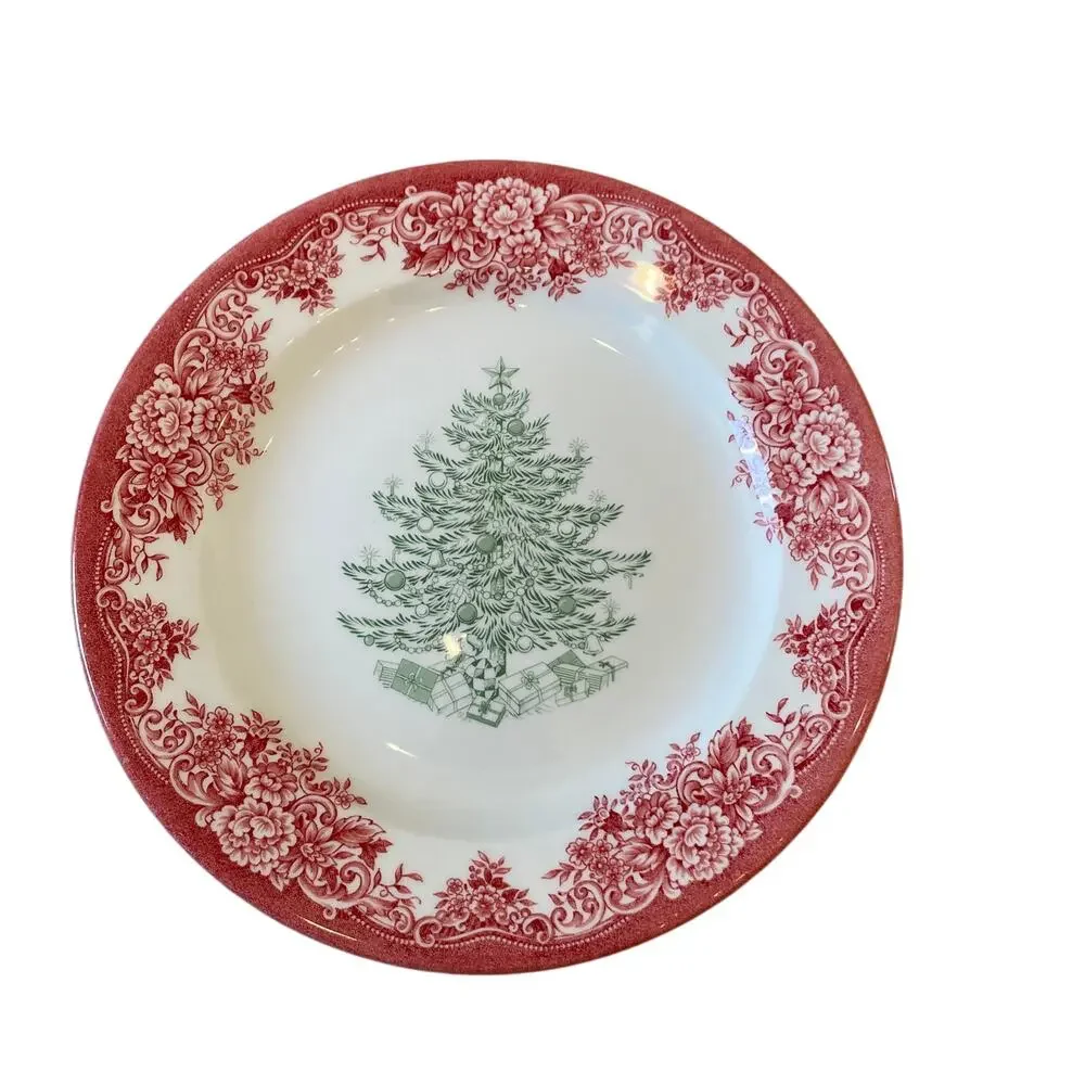 4pc Royal Stafford CHRISTMAS TREE Porcelain Salad Plates 8.5